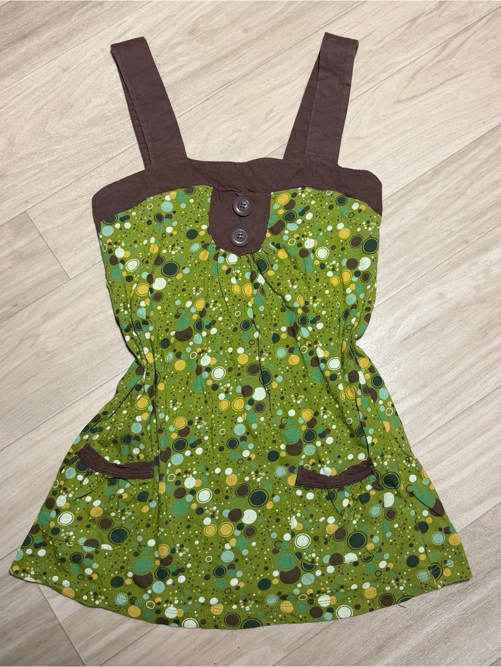 Vintage Y2K Eyeshadow Green Polka Dot Babydoll Tank Top Size M Indie Fairycore